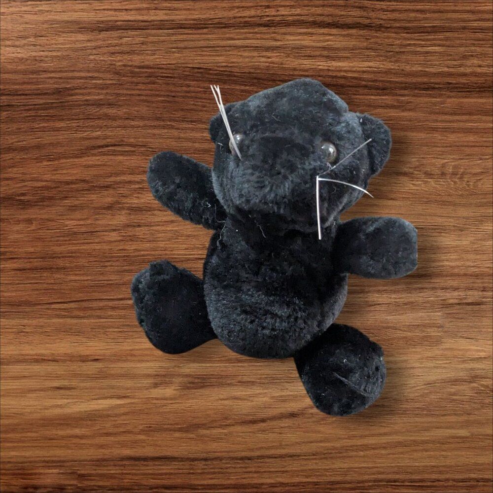 Black Plush Panther  baby Stuffed Animal Toy 7" Cute Soft  cat kitten